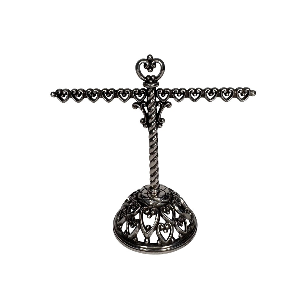Brighton Silver Heart Scrollwork Earring Tree Stand Jewelry Stand Holder